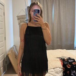 Elegant Black Fringe Dress